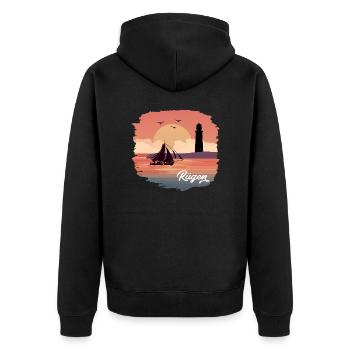 Rügen Landschaft - Geschenk für Rügen Fan - Unisex Premium Bio Zip Hoodie - Schwarz - Hinten - Nico (187cm)