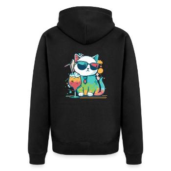 Die coolste Katze am Strand - Unisex Premium Bio Zip Hoodie - Schwarz - Hinten - Nico (187cm)