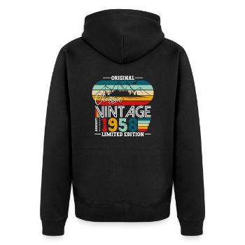 66th Birthday Original August 1958 Born 1958 - Unisex Premium Organic Zip Hoodie - black - Back - Nico (187cm)