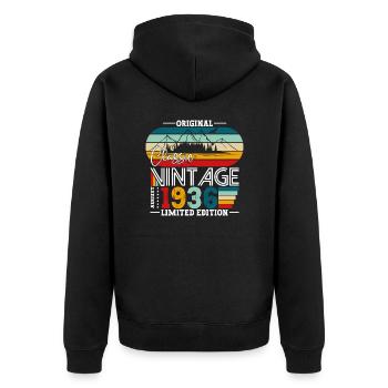 88e anniversaire Original août 1936 Né en 1936 - Veste à capuche bio Premium Unisexe - noir - Dos - Nico (187cm)