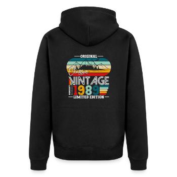 35e anniversaire Original août 1989 Né en 1989 - Veste à capuche bio Premium Unisexe - noir - Dos - Nico (187cm)