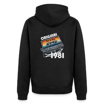44th Birthday Cassette May Vintage 1981 - Unisex Premium Organic Zip Hoodie - black - Back - Nico (187cm)