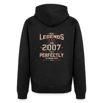 18. Geburtstag Geschenk Mann Original Juni 2007 - Unisex Premium Bio Zip Hoodie - Schwarz - Hinten - Nico (187cm)