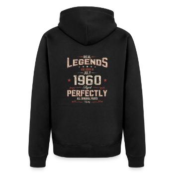 65ème Anniversaire Original Juillet Millésime 1960 - Veste à capuche bio Premium Unisexe - noir - Dos - Nico (187cm)