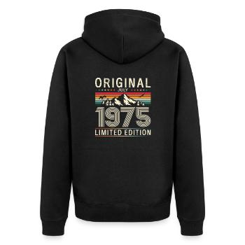 55e anniversaire Légende July Né en 1970 - Veste à capuche bio Premium Unisexe - noir - Dos - Nico (187cm)