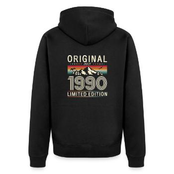 35ème anniversaire cadeau mari Original juillet 1990 - Veste à capuche bio Premium Unisexe - noir - Dos - Nico (187cm)