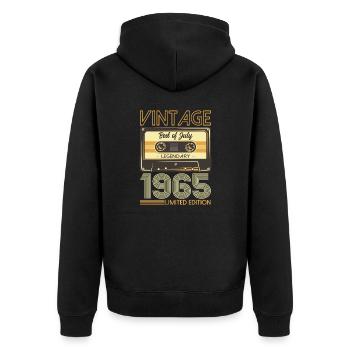 60th Birthday Cassette July Vintage 1965 - Unisex Premium Organic Zip Hoodie - black - Back - Nico (187cm)
