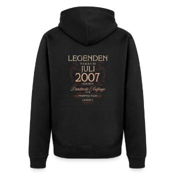 18. Geburtstag Geschenk Mann Original Juli 2007 - Unisex Premium Bio Zip Hoodie - Schwarz - Hinten - Nico (187cm)