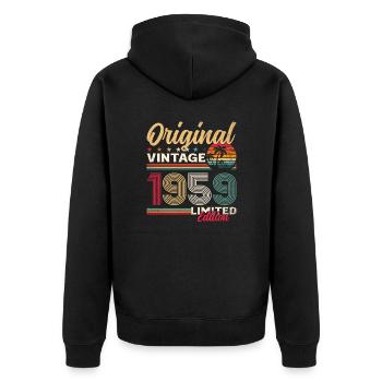 66th Birthday Original Vintage 1959 - Unisex Premium Organic Zip Hoodie - black - Back - Nico (187cm)