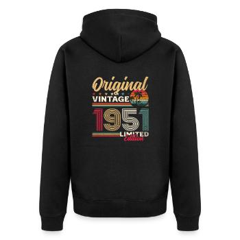 74th Birthday Original Vintage 1951 - Unisex Premium Organic Zip Hoodie - black - Back - Nico (187cm)