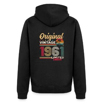 64th Birthday Original Vintage 1961 - Unisex Premium Organic Zip Hoodie - black - Back - Nico (187cm)