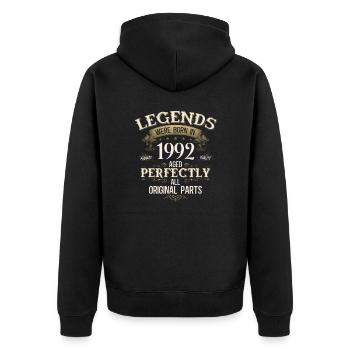 33rd Birthday Legend Born in 1992 - Unisex Premium Organic Zip Hoodie - black - Back - Nico (187cm)