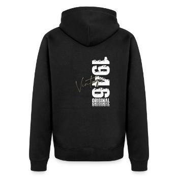 79. Geburtstag Original Jahrgang 1946 - Unisex Premium Bio Zip Hoodie - Schwarz - Hinten - Nico (187cm)