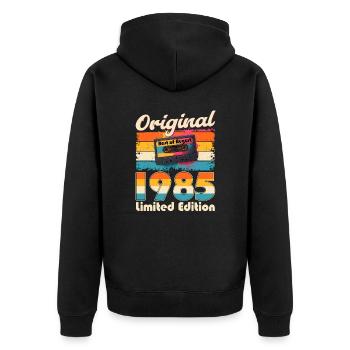 40th Birthday Cassette August Vintage 85 Orig. - Unisex Premium Organic Zip Hoodie - black - Back - Nico (187cm)