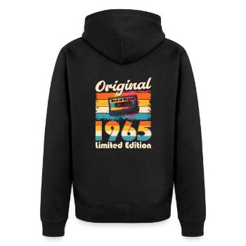 60th Birthday Cassette August 1965 - Unisex Premium Organic Zip Hoodie - black - Back - Nico (187cm)