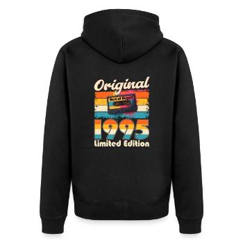30. Geburtstag Geschenk Mann Kassette August 1995 - Unisex Premium Bio Zip Hoodie - Schwarz - Hinten - Nico (187cm)