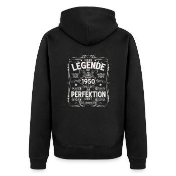 75ème Anniversaire Original Août Millésime 1950 - Veste à capuche bio Premium Unisexe - noir - Dos - Nico (187cm)