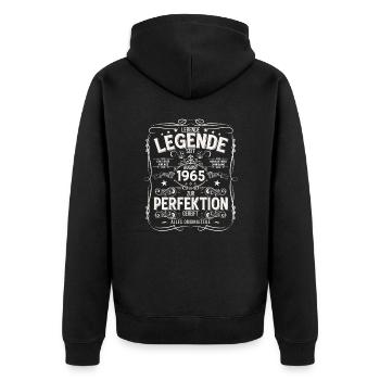 60th Birthday Legends August 1965 - Unisex Premium Organic Zip Hoodie - black - Back - Nico (187cm)