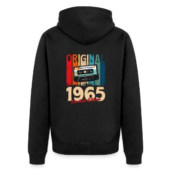 60th Birthday Cassette August 1965 - Unisex Premium Organic Zip Hoodie - black - Back - Nico (187cm)