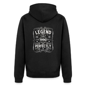 35. Geburtstag Geschenk Mann Original 1990 - Unisex Premium Bio Zip Hoodie - Schwarz - Hinten - Nico (187cm)
