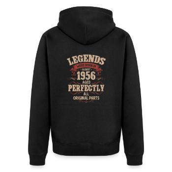 69e anniversaire Légende August Né en 1956 - Veste à capuche bio Premium Unisexe - noir - Dos - Nico (187cm)