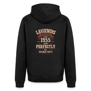 Légendes du 70e anniversaire Août 1955 - Veste à capuche bio Premium Unisexe - noir - Dos - Nico (187cm)