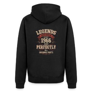 60th Birthday Legend August Born in 1966 - Unisex Premium Organic Zip Hoodie - black - Back - Nico (187cm)