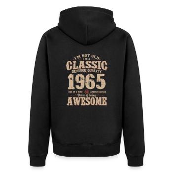 60th Birthday Original Vintage 1965 - Unisex Premium Organic Zip Hoodie - black - Back - Nico (187cm)
