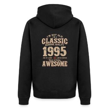 30. Geburtstag Geschenk Mann Original 1995 - Unisex Premium Bio Zip Hoodie - Schwarz - Hinten - Nico (187cm)