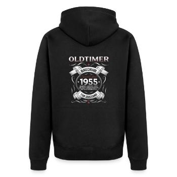 70. Geburtstag Mann Oldtimer Jahrgang 1955 - Unisex Premium Bio Zip Hoodie - Schwarz - Hinten - Nico (187cm)