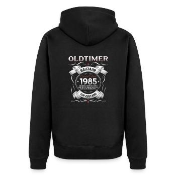 40. Geburtstag Mann Oldtimer Jahrgang 1985 - Unisex Premium Bio Zip Hoodie - Schwarz - Hinten - Nico (187cm)