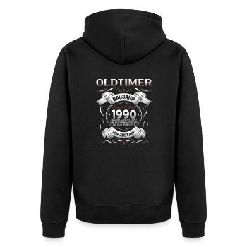 35. Geburtstag Mann Oldtimer Jahrgang 1990 - Unisex Premium Bio Zip Hoodie - Schwarz - Hinten - Nico (187cm)