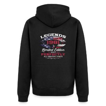 44th Birthday Legends Vintage 1981 - Unisex Premium Organic Zip Hoodie - black - Back - Nico (187cm)