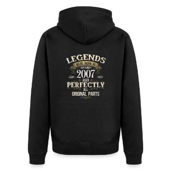 18. Geburtstag Geschenk Legende September 2007 - Unisex Premium Bio Zip Hoodie - Schwarz - Hinten - Nico (187cm)