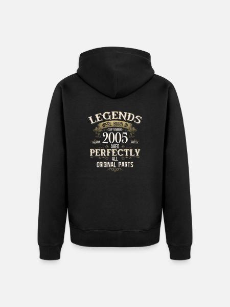 20. Geburtstag Geschenk Legende September 2005 - Unisex Premium Bio Zip Hoodie - Schwarz