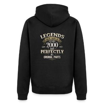 25ème Anniversaire Cadeau Légende Septembre 2000 - Veste à capuche bio Premium Unisexe - noir - Dos - Nico (187cm)