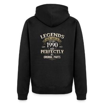 1985,Year 1985,Year 1985,Legend 1985,Origi - Unisex Premium Organic Zip Hoodie - black - Back - Nico (187cm)