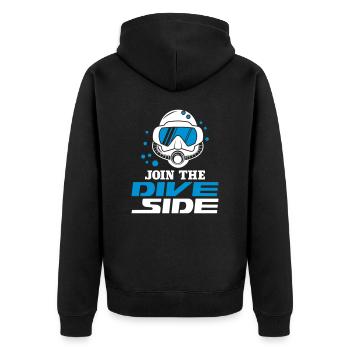 Dive Side - Unisex Premium Bio Zip Hoodie - Schwarz - Hinten - Nico (187cm)