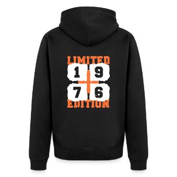 1976 birthday 46 years anniversary limited edition - Unisex Premium Organic Zip Hoodie - black - Back - Nico (187cm)