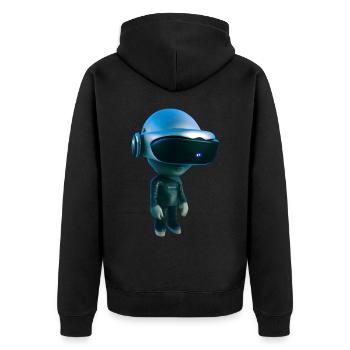 VR Alien - Unisex Premium Bio Zip Hoodie - Schwarz - Hinten - Nico (187cm)
