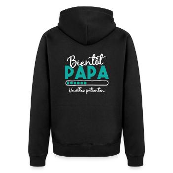 Bientôt papa veuillez patienter - Veste à capuche bio Premium Unisexe - noir - Dos - Nico (187cm)