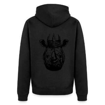 Rhinoceros Crown King - Unisex Premium Organic Zip Hoodie - black - Back - Nico (187cm)