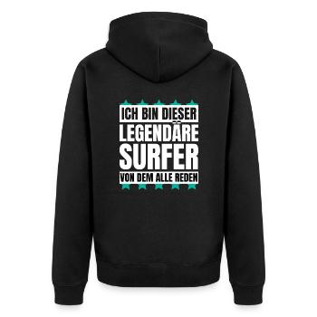 Ich bin dieser legendäre Surfer - Unisex Premium Bio Zip Hoodie - Schwarz - Hinten - Nico (187cm)