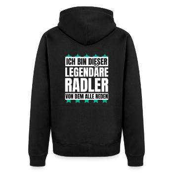 Ich bin dieser legendäre Radler - Unisex Premium Bio Zip Hoodie - Schwarz - Hinten - Nico (187cm)