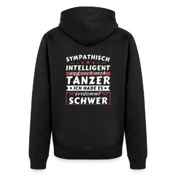 Sympathisch und intelligent - Tänzer Edition - Unisex Premium Bio Zip Hoodie - Schwarz - Hinten - Nico (187cm)