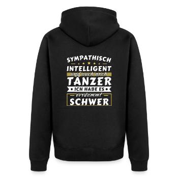 Sympathisch und intelligent - Tänzer Edition - Unisex Premium Bio Zip Hoodie - Schwarz - Hinten - Nico (187cm)