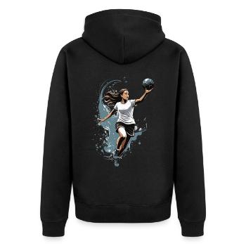 Handball player streetwear Iconic style - Unisex Premium Organic Zip Hoodie - black - Back - Nico (187cm)