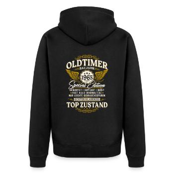 Oldtimer Baujahr 1965 Jahrgang Geburtstag Geschenk - Unisex Premium Bio Zip Hoodie - Schwarz - Hinten - Nico (187cm)