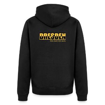 Dresden - Meine Stadt - Mein Verein - Fußball - Unisex Premium Bio Zip Hoodie - Schwarz - Hinten - Nico (187cm)