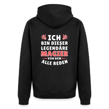 Ich bin dieser legendäre Magier - Unisex Premium Bio Zip Hoodie - Schwarz - Hinten - Nico (187cm)